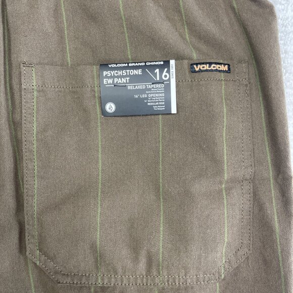 NWT Volcom Psychstone Trousers Brown / Green Lines Elastic Waist Pants Men's XL - Picture 11 of 11